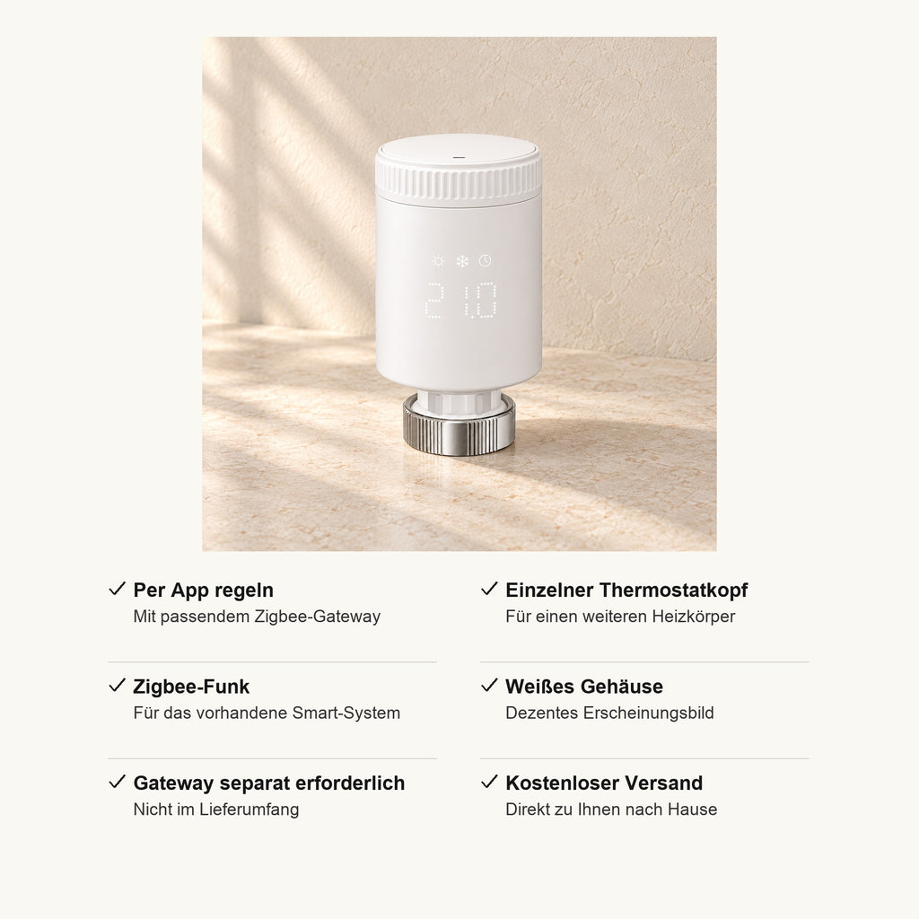 Smart Heizkörperthermostat Zigbee in Weiß, Vorteile im Überblick