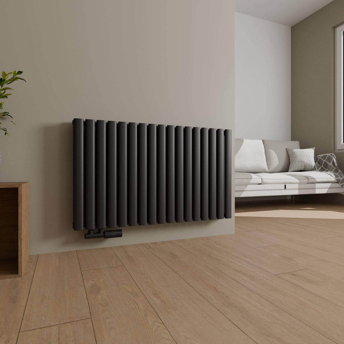 Paneelheizkörper Horizontal VENEZIA Schwarz - 100 x 60 / Ohne