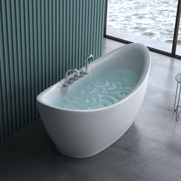 Freistehende Badewanne THERESA inkl. Armatur Set aus Acryl 180cm x 80c –  Badkern